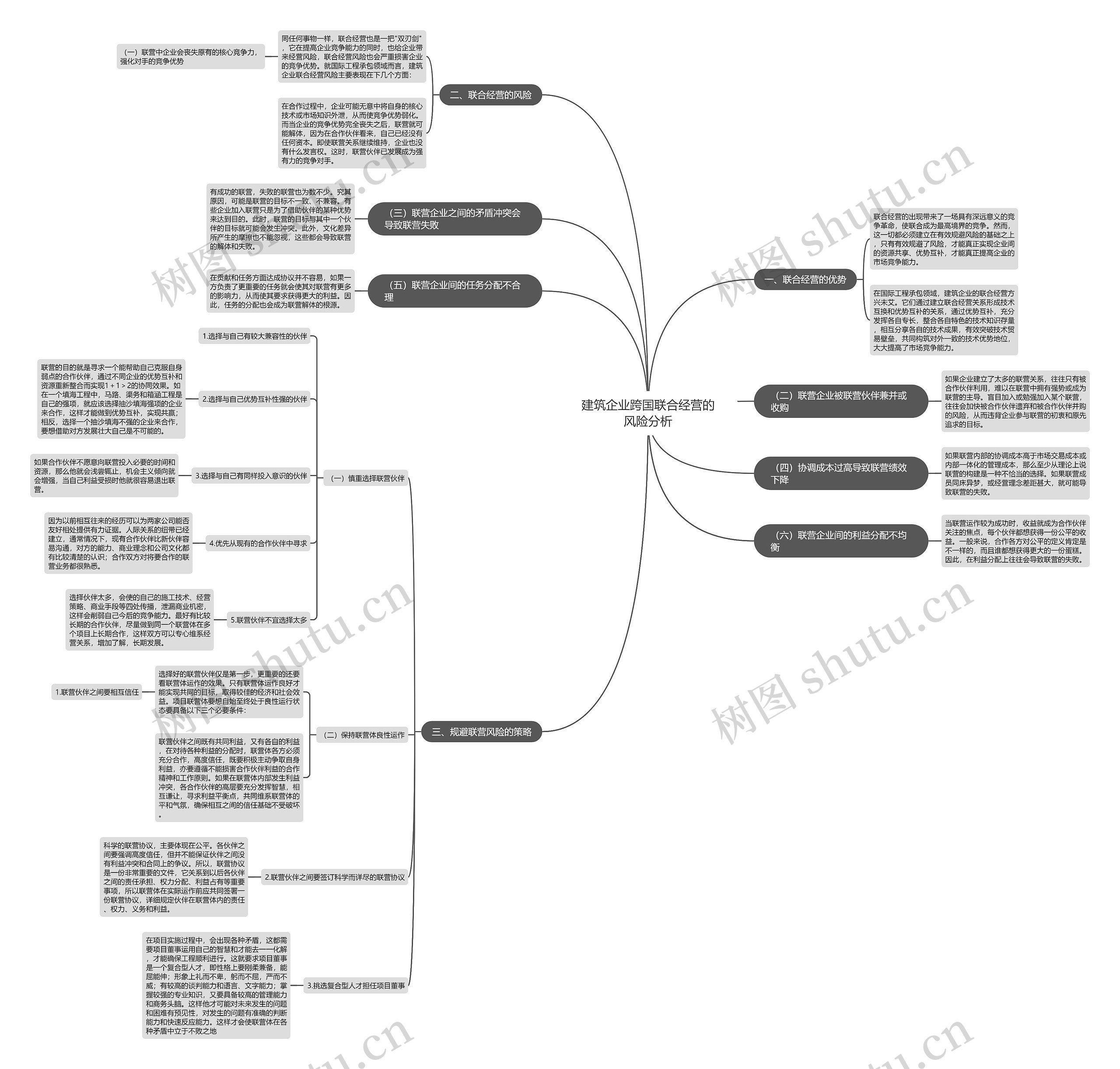 建筑企业跨国联合经营的风险分析思维导图