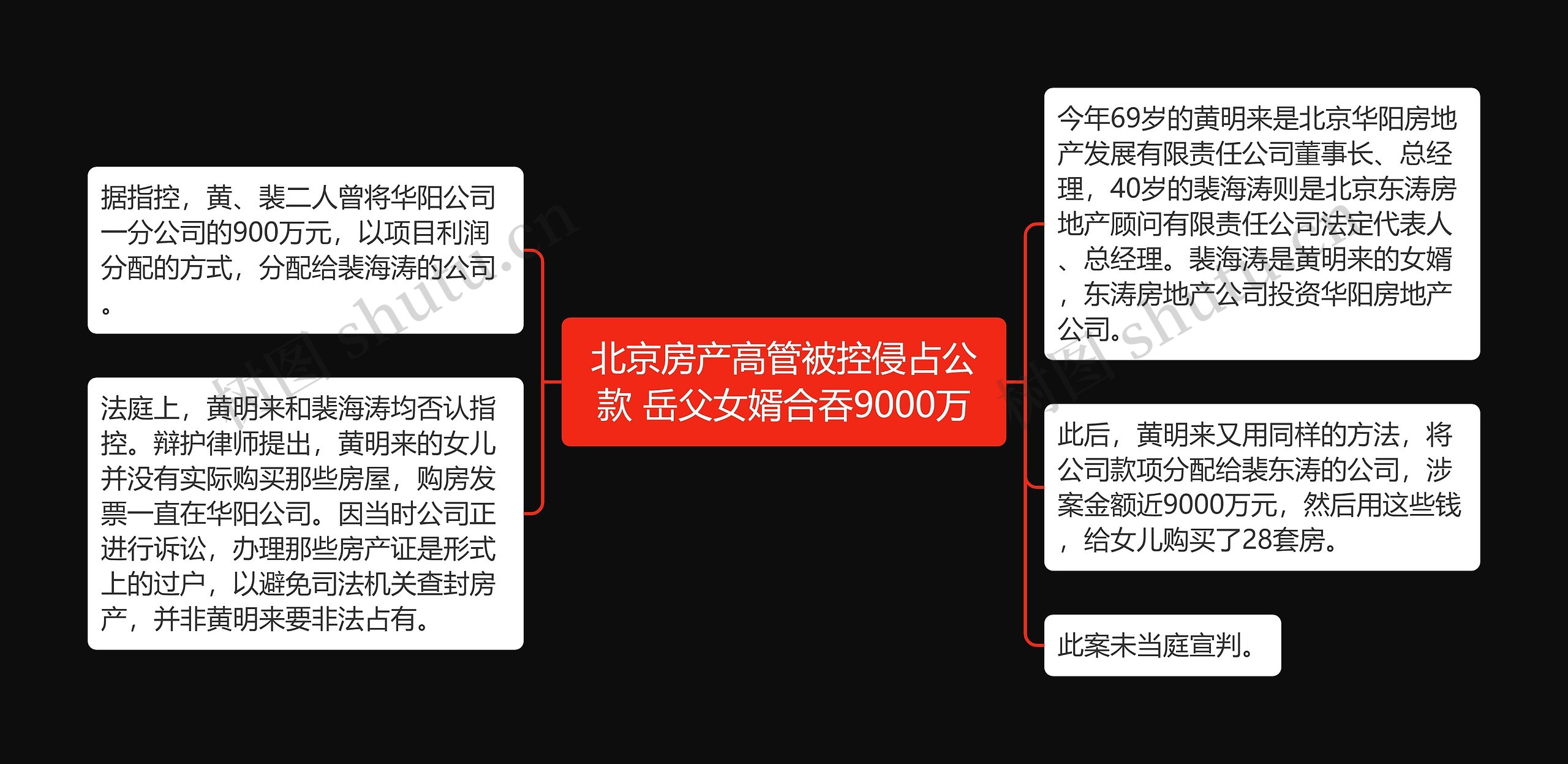 北京房产高管被控侵占公款 岳父女婿合吞9000万思维导图