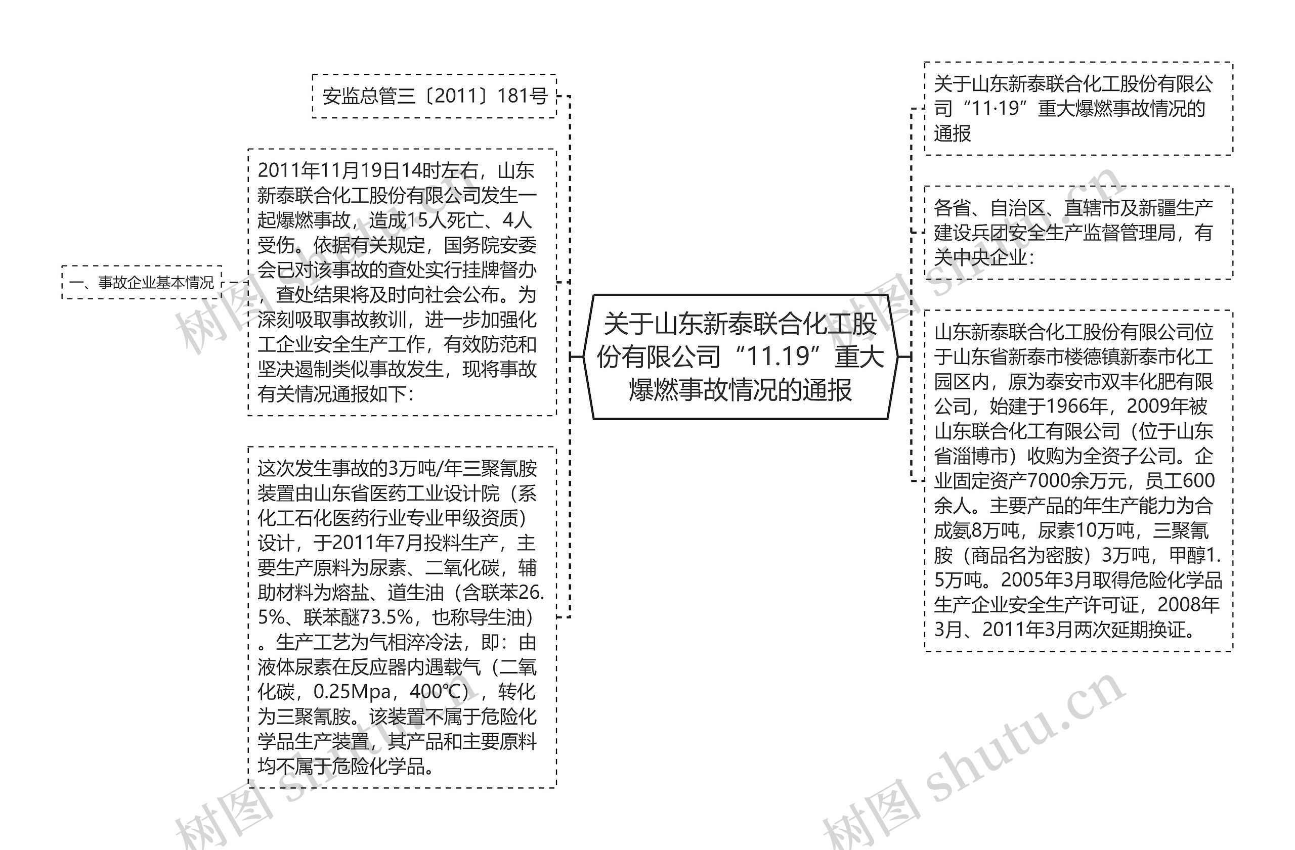 关于山东新泰联合化工股份有限公司“11.19”重大爆燃事故情况的通报思维导图