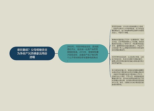 谁在撒谎？父母相继去世为争房产兄弟俩拿出两份遗嘱