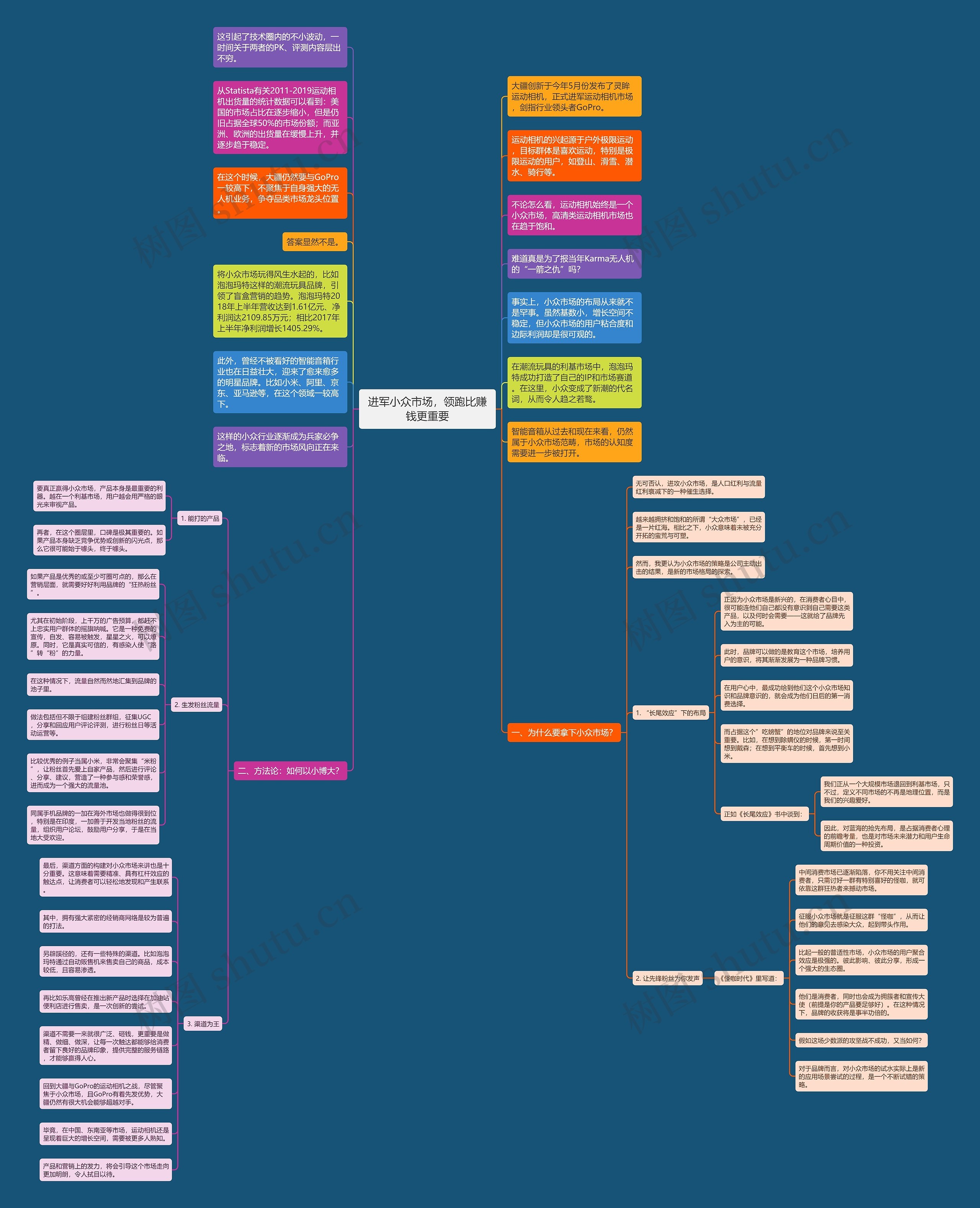 进军小众市场，领跑比赚钱更重要思维导图
