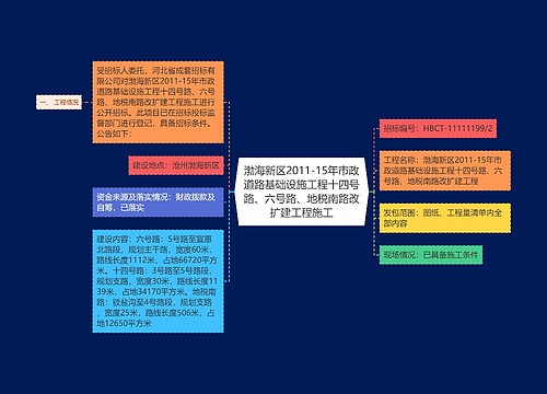 渤海新区2011-15年市政道路基础设施工程十四号路、六号路、地税南路改扩建工程施工