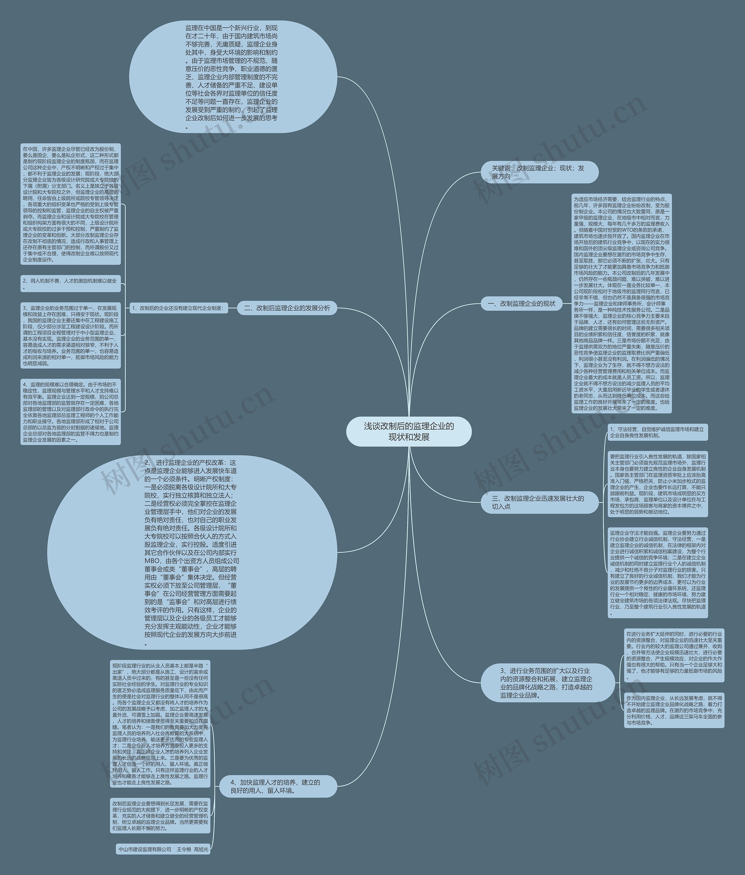 浅谈改制后的监理企业的现状和发展思维导图