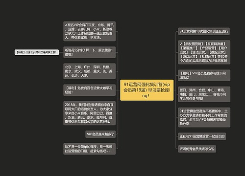 91运营网强化集训营(vip会员第19届) 早鸟票抢座ing！