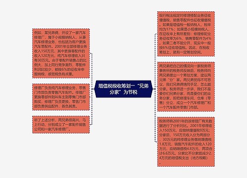 增值税税收筹划――“兄弟分家”为节税