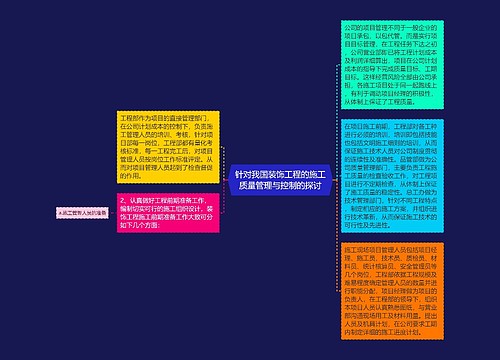 针对我国装饰工程的施工质量管理与控制的探讨