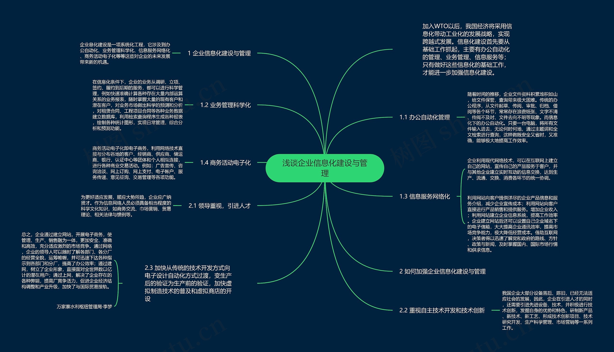 浅谈企业信息化建设与管理思维导图