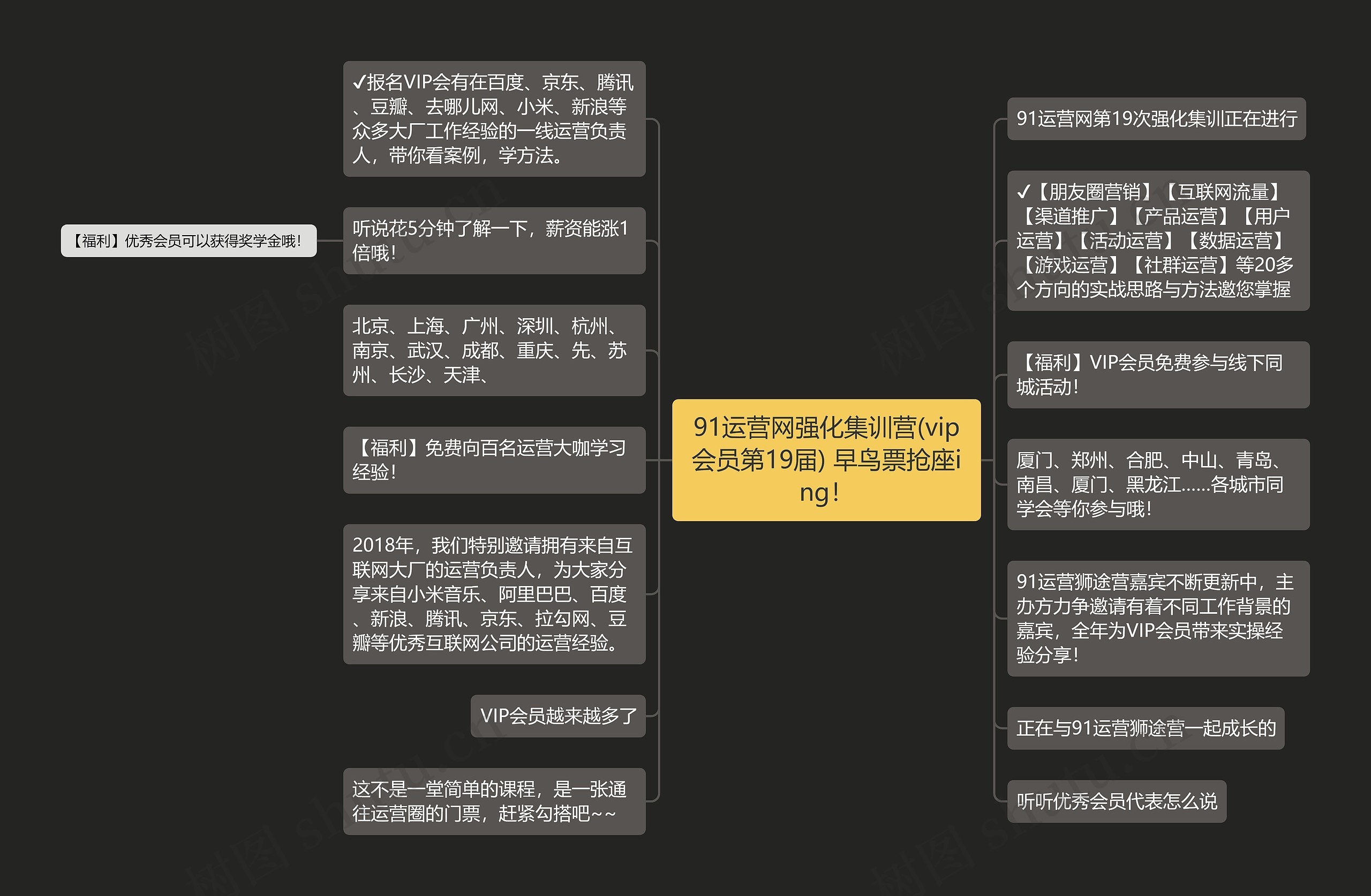 91运营网强化集训营(vip会员第19届) 早鸟票抢座ing！