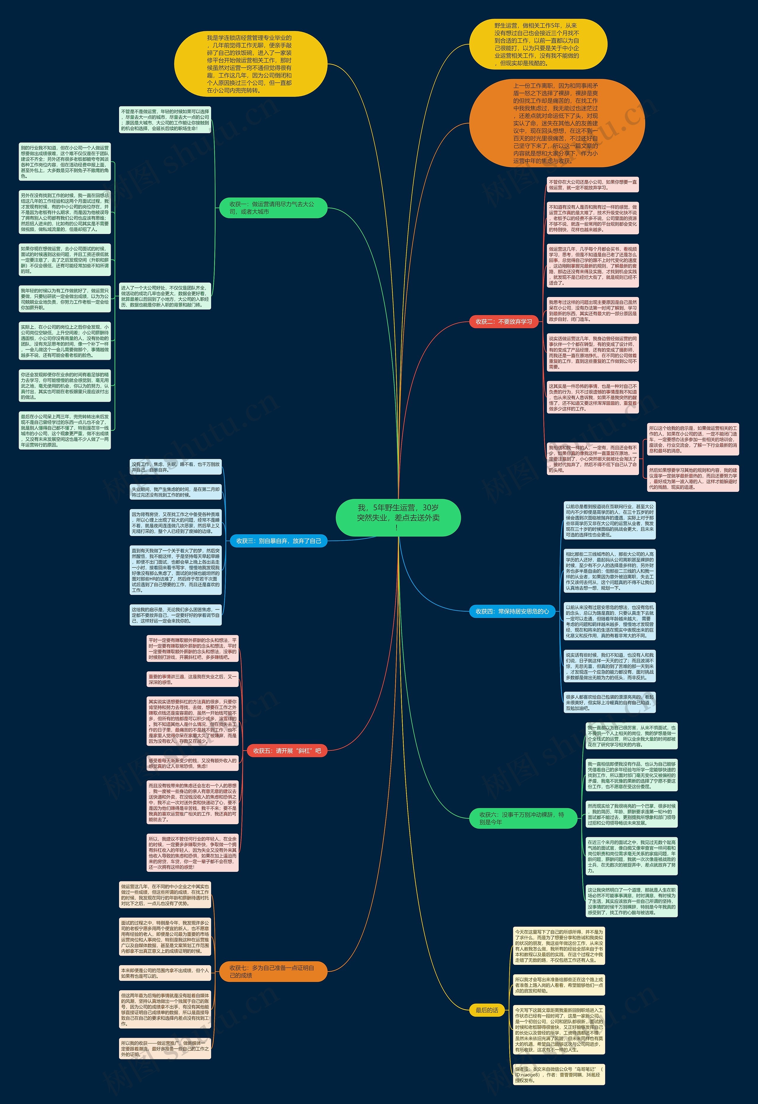 我，5年野生运营，30岁突然失业，差点去送外卖！思维导图