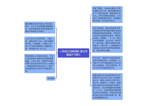 人保成交冠绝港股 港交所重返IPO前三