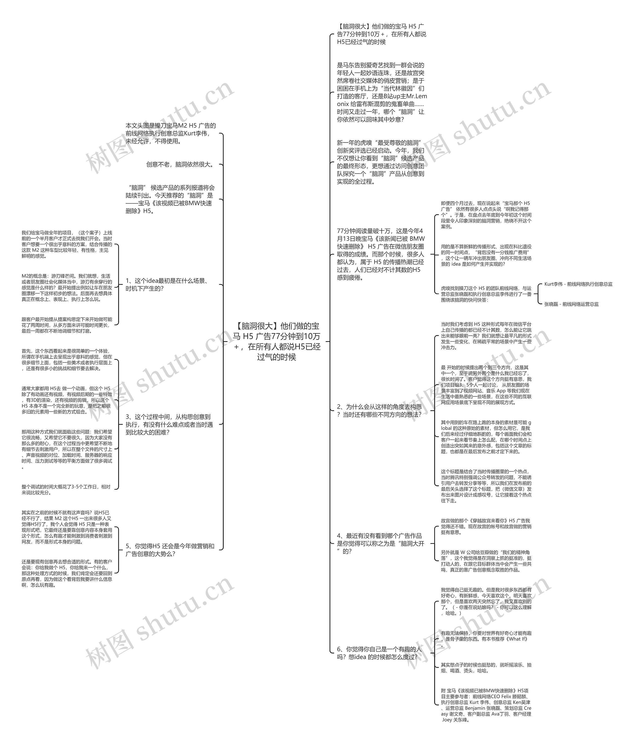 【脑洞很大】他们做的宝马 H5 广告77分钟到10万＋，在所有人都说H5已经过气的时候思维导图