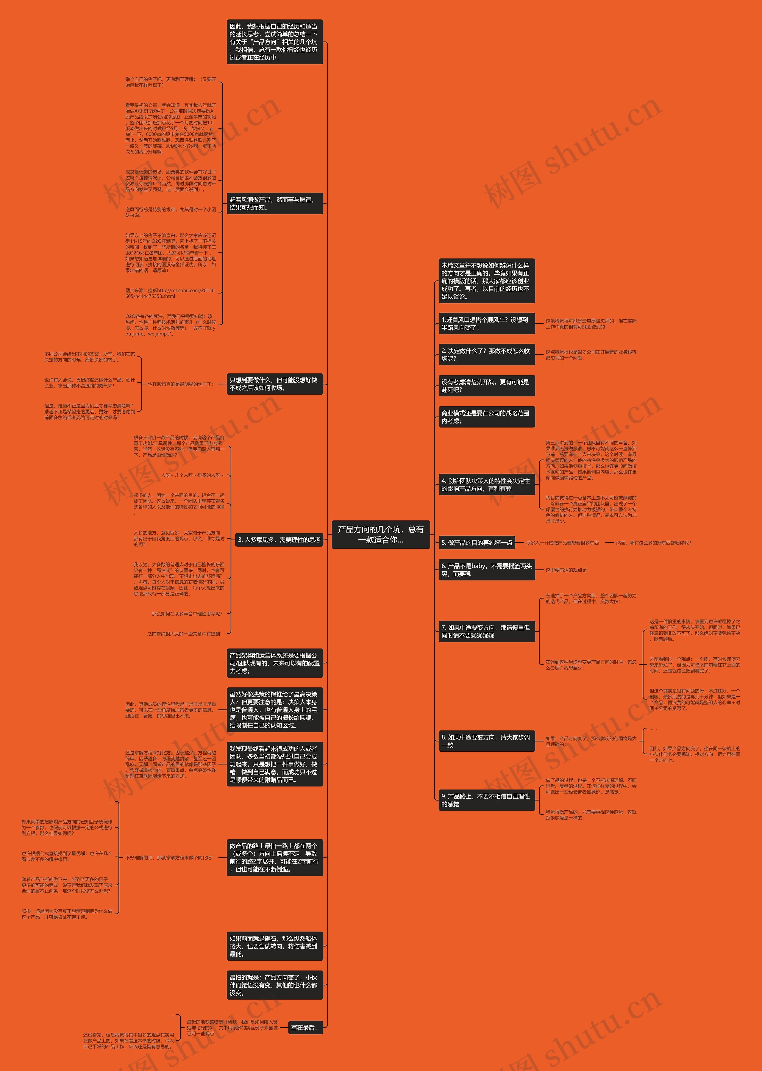 产品方向的几个坑，总有一款适合你…思维导图