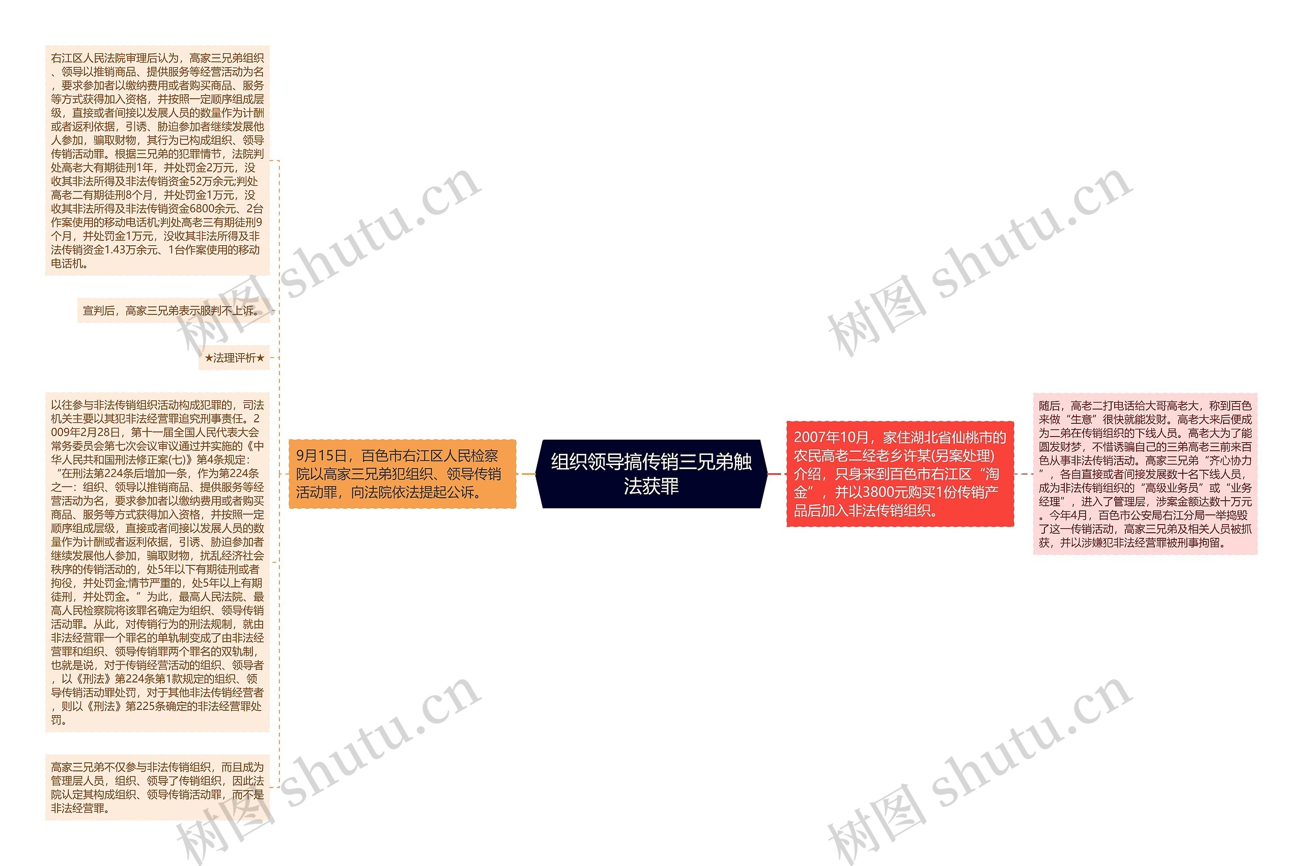 组织领导搞传销三兄弟触法获罪思维导图