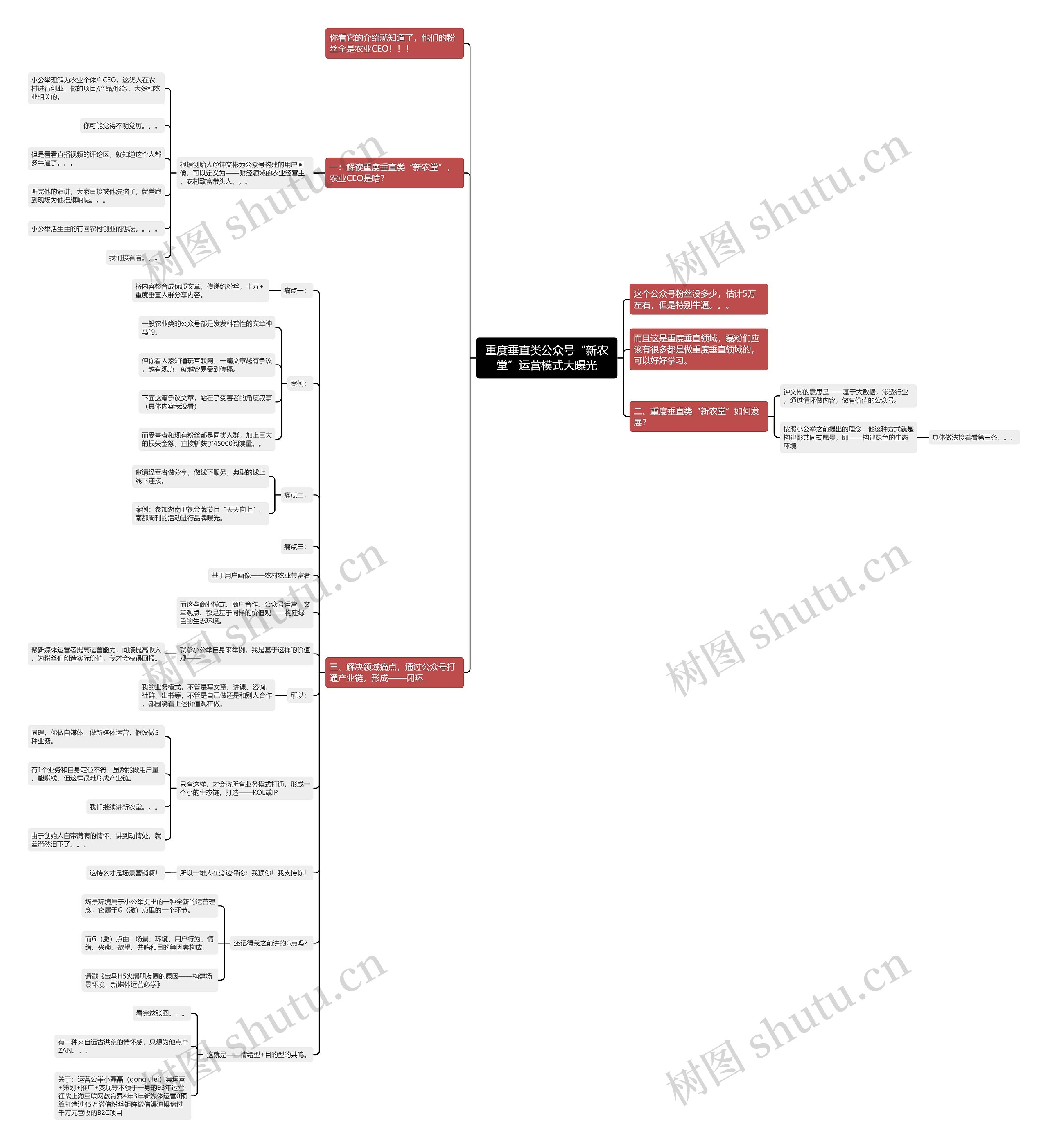 重度垂直类公众号“新农堂”运营模式大曝光思维导图