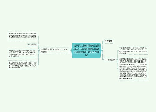 关于河北某有限责任公司唐山分公司直属营业部违反证券法规行为的处罚决定