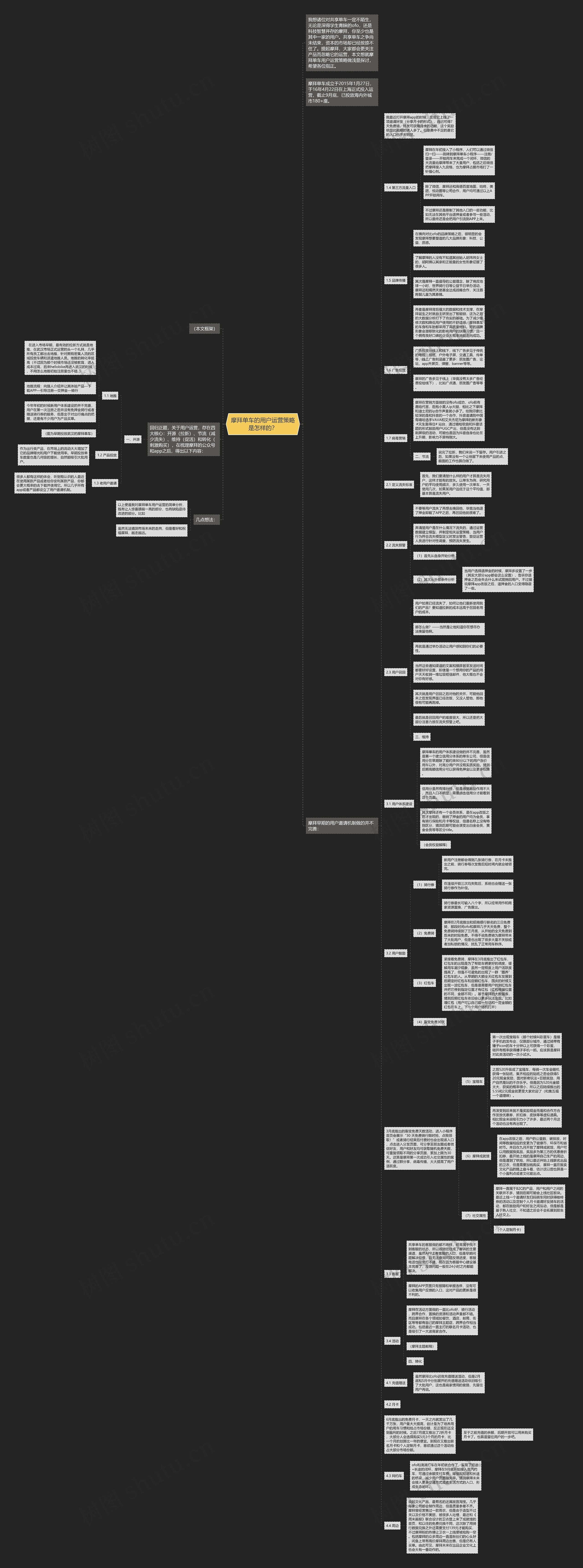 摩拜单车的用户运营策略是怎样的？思维导图