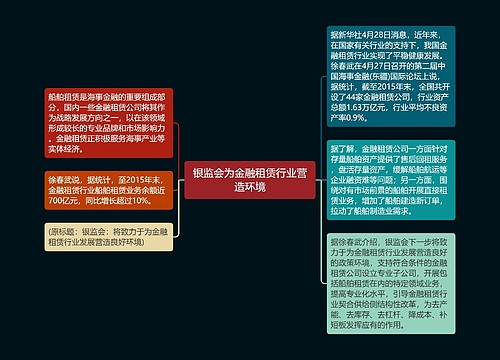 银监会为金融租赁行业营造环境