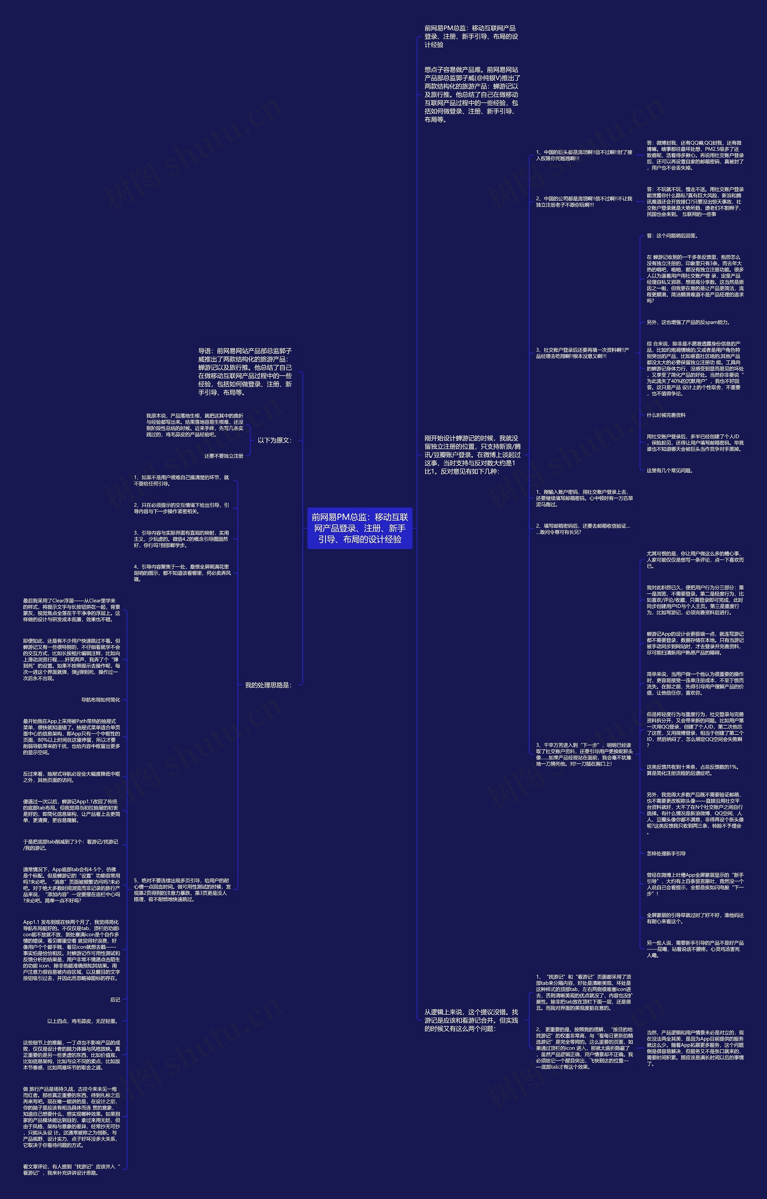 前网易PM总监：移动互联网产品登录、注册、新手引导、布局的设计经验思维导图