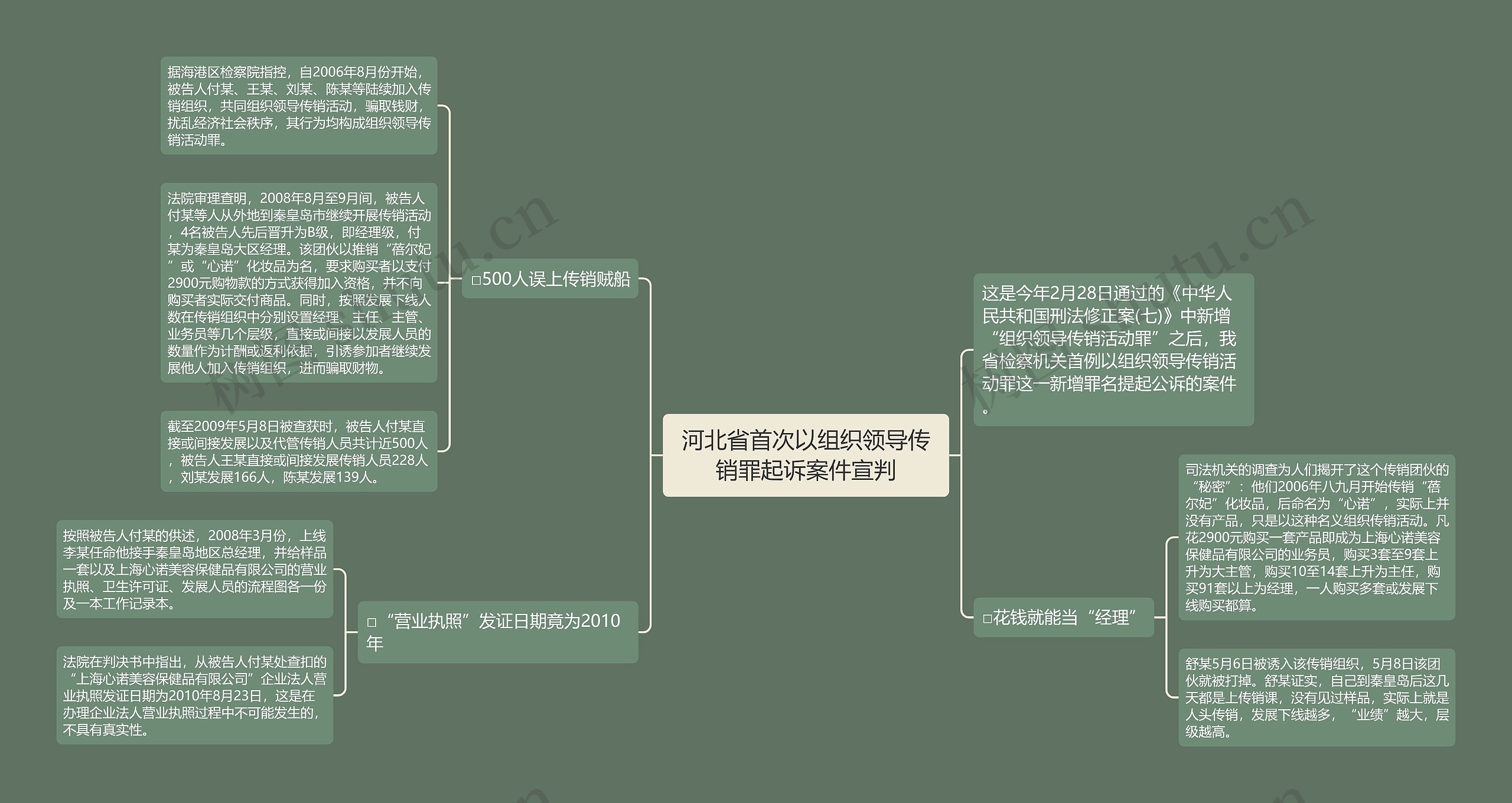 河北省首次以组织领导传销罪起诉案件宣判思维导图