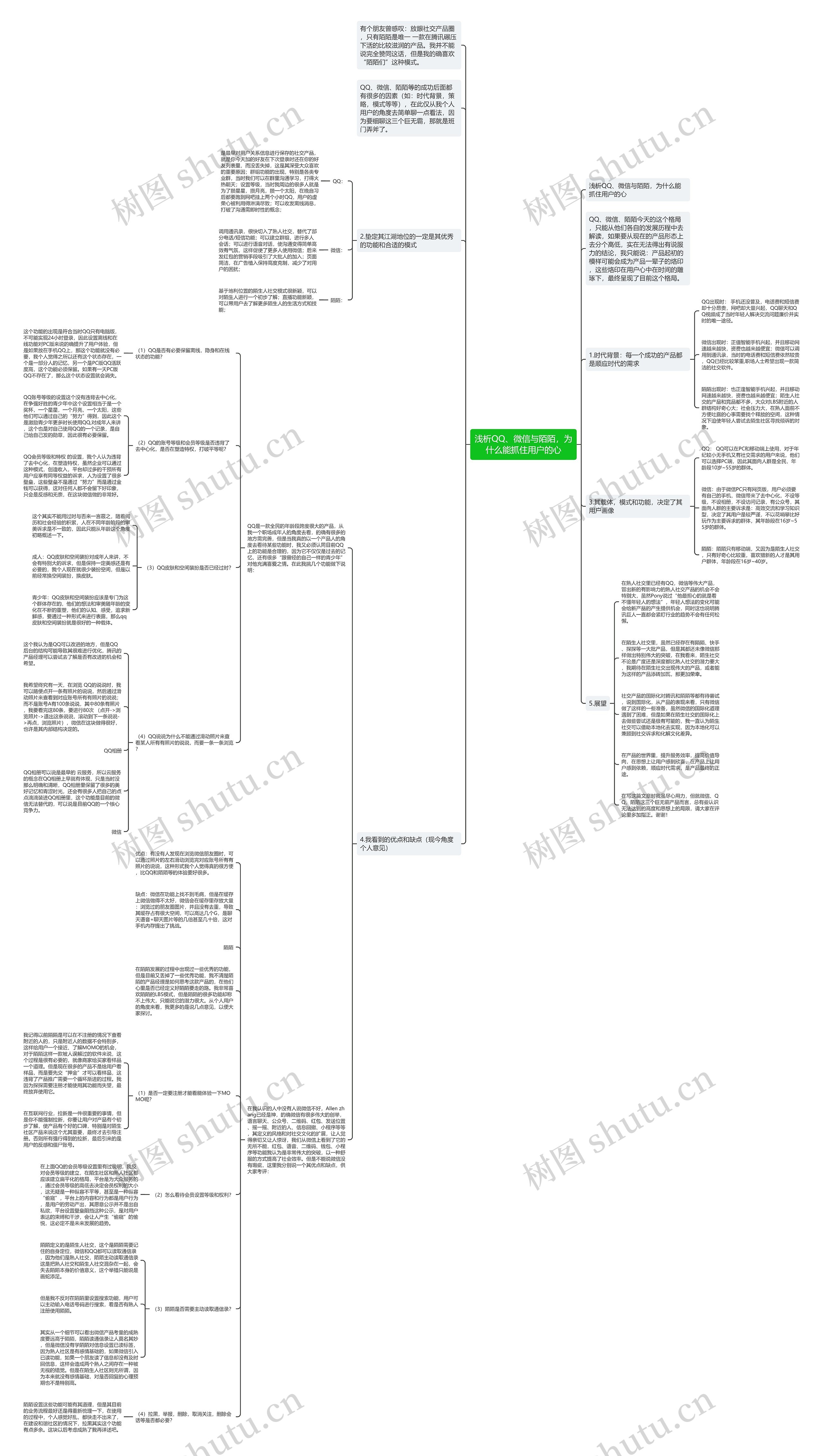 浅析QQ、微信与陌陌，为什么能抓住用户的心思维导图