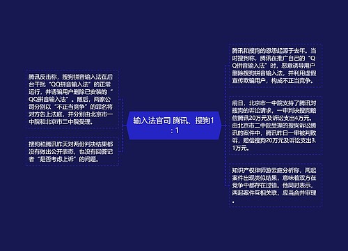 输入法官司 腾讯、搜狗1∶1