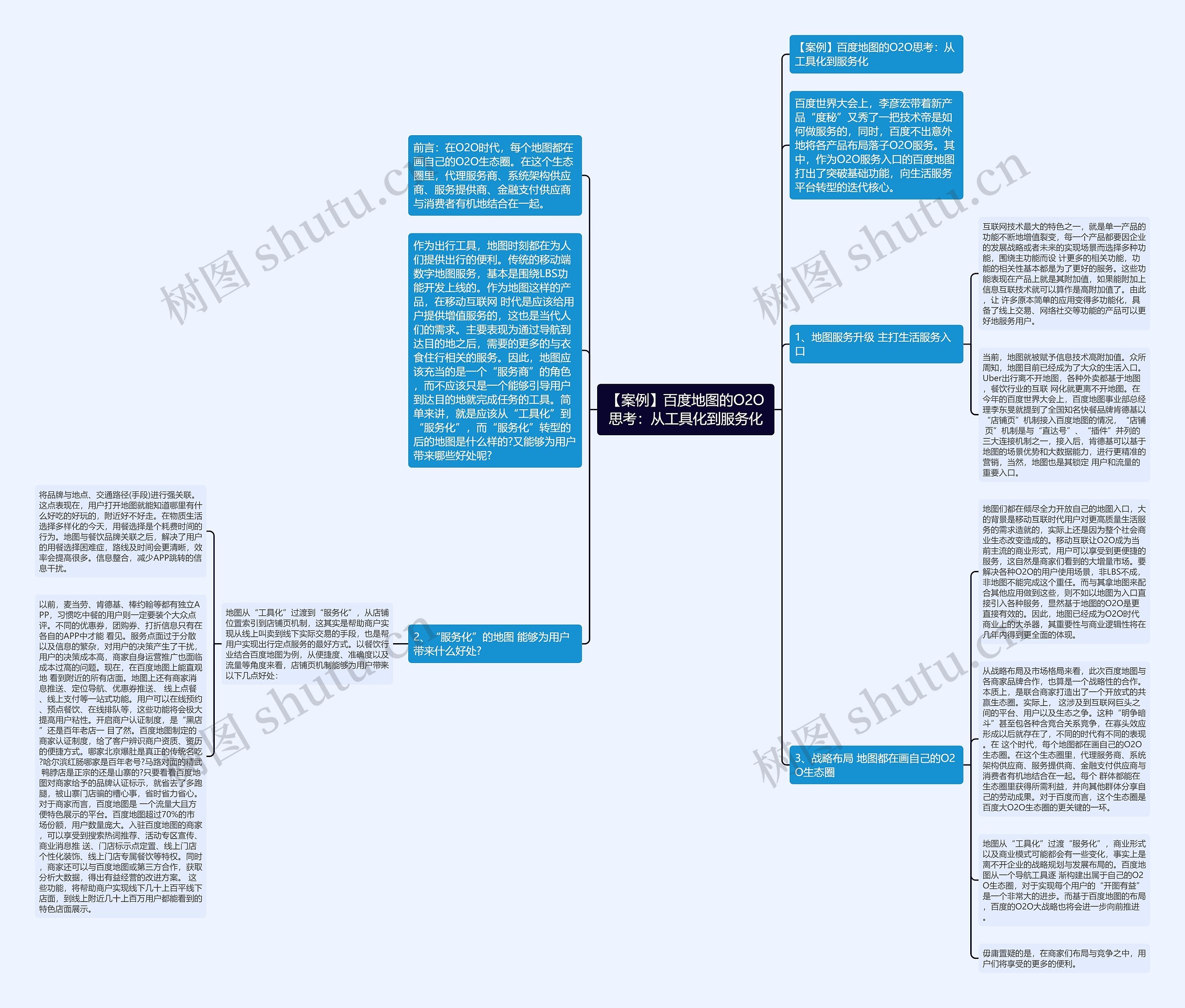 【案例】百度地图的O2O思考：从工具化到服务化思维导图