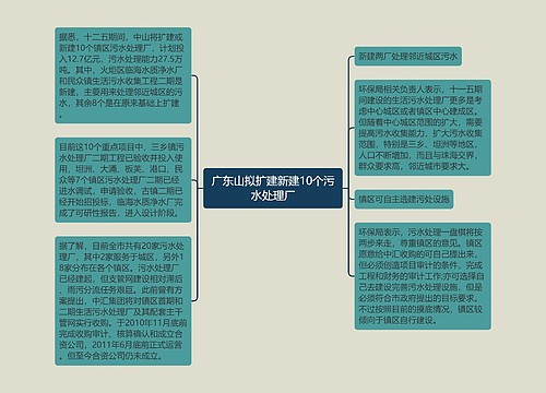 广东山拟扩建新建10个污水处理厂