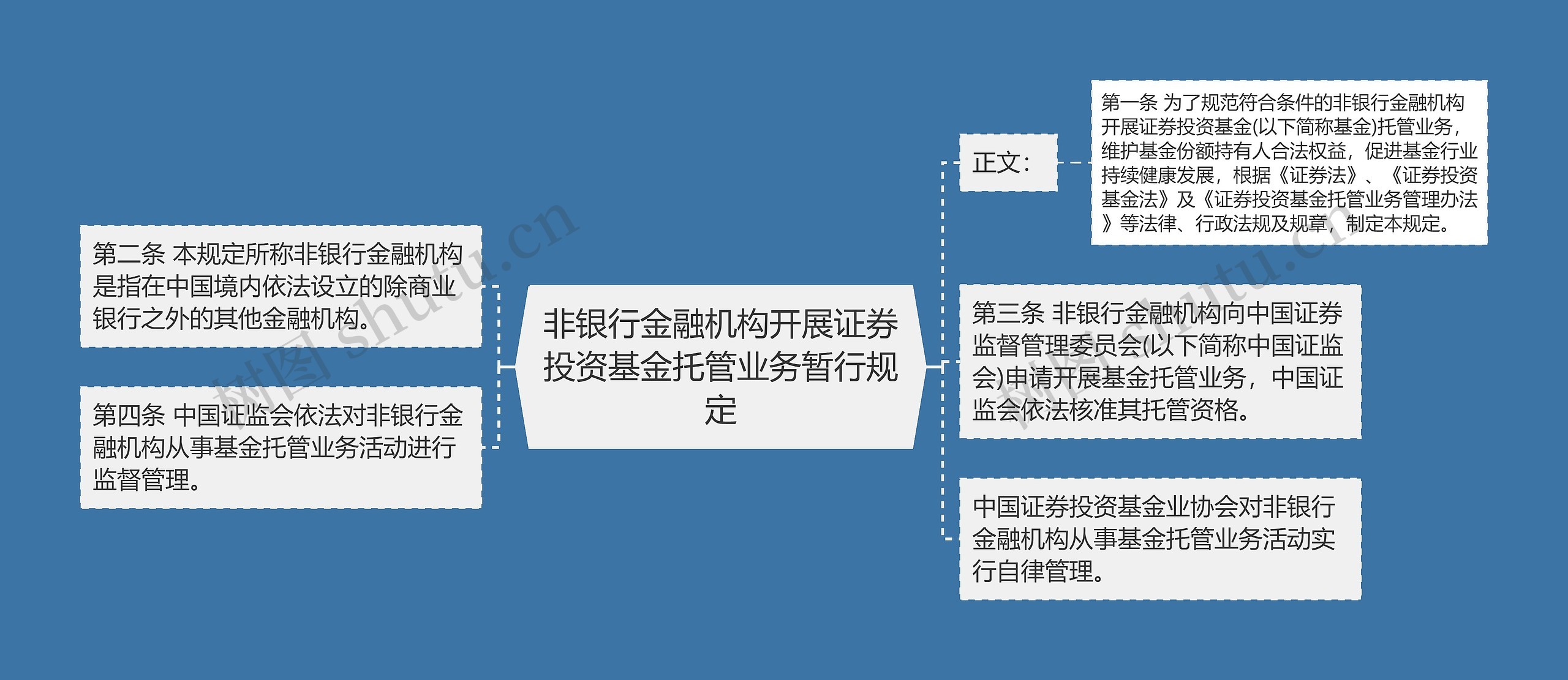 非银行金融机构开展证券投资基金托管业务暂行规定思维导图