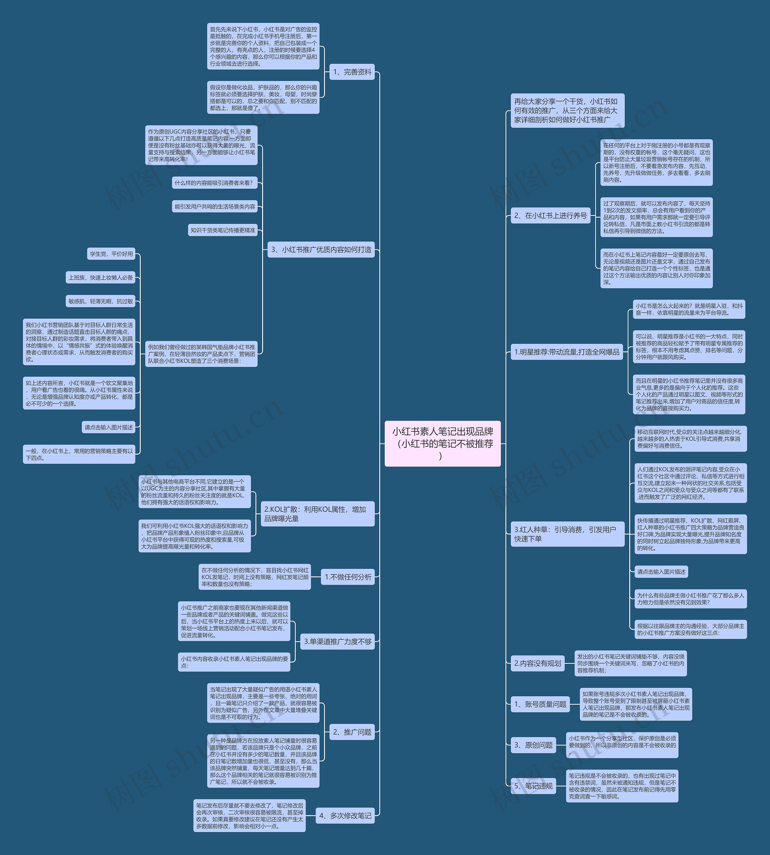 小红书素人笔记出现品牌（小红书的笔记不被推荐）思维导图