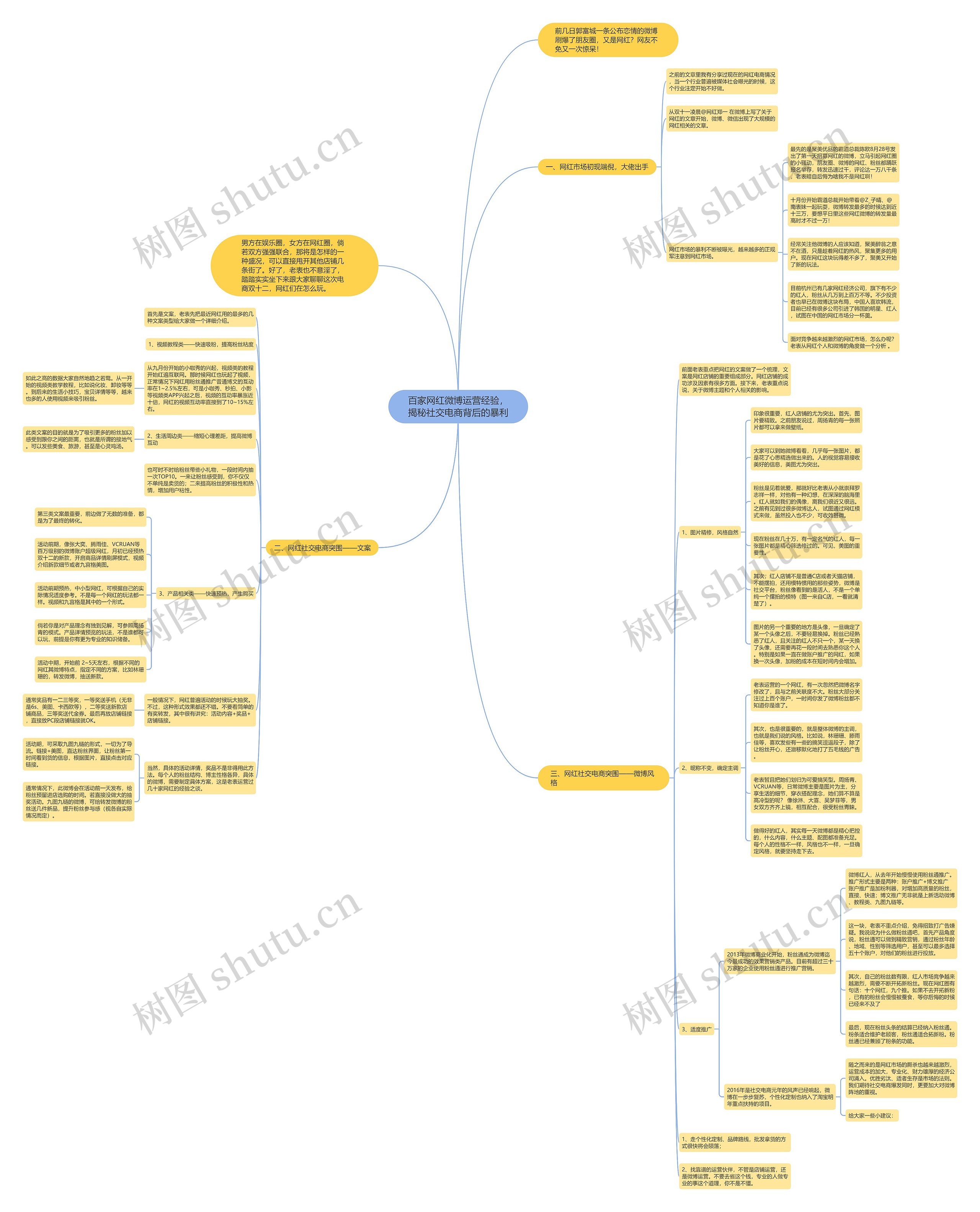 百家网红微博运营经验，揭秘社交电商背后的暴利思维导图