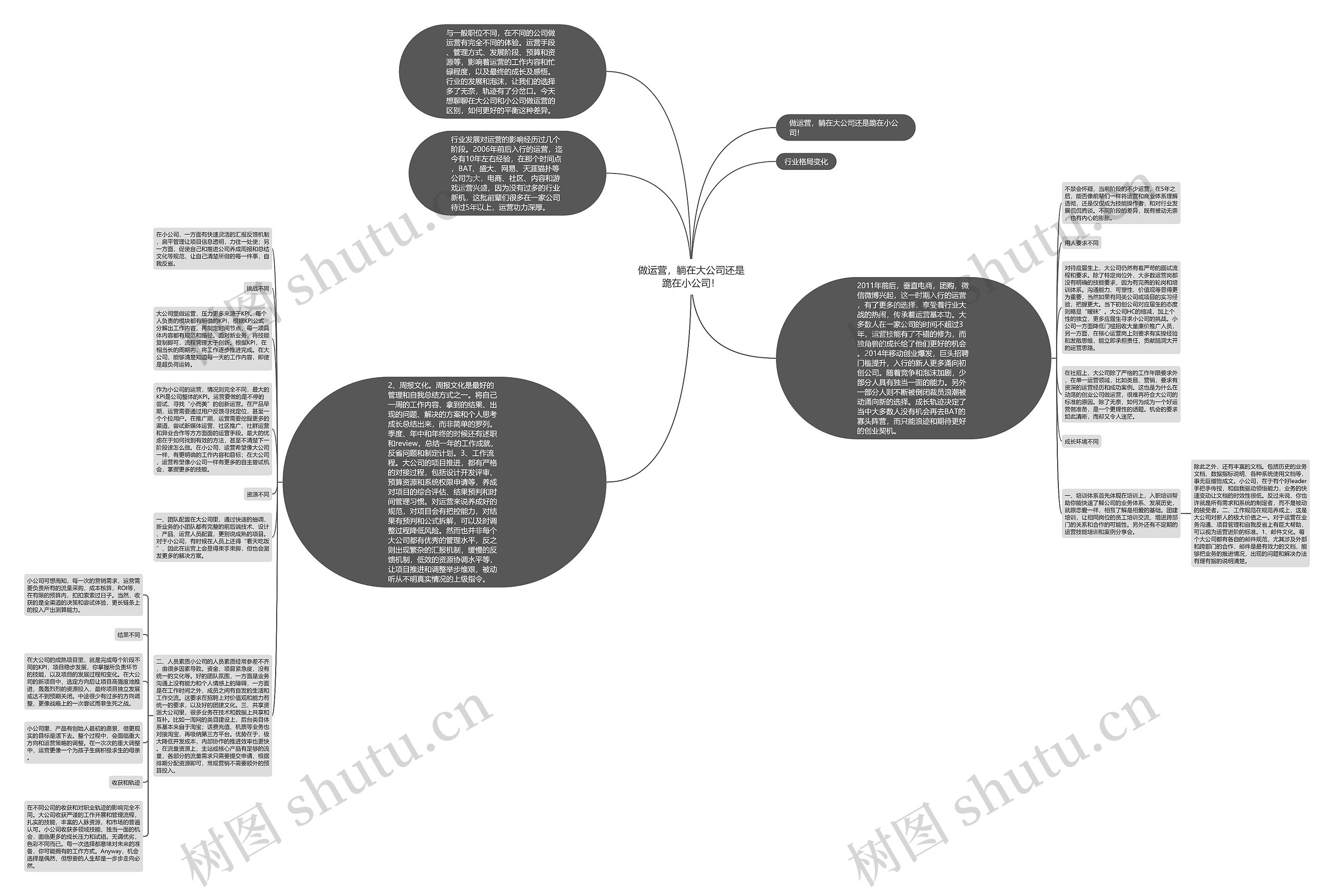 做运营，躺在大公司还是跪在小公司！思维导图
