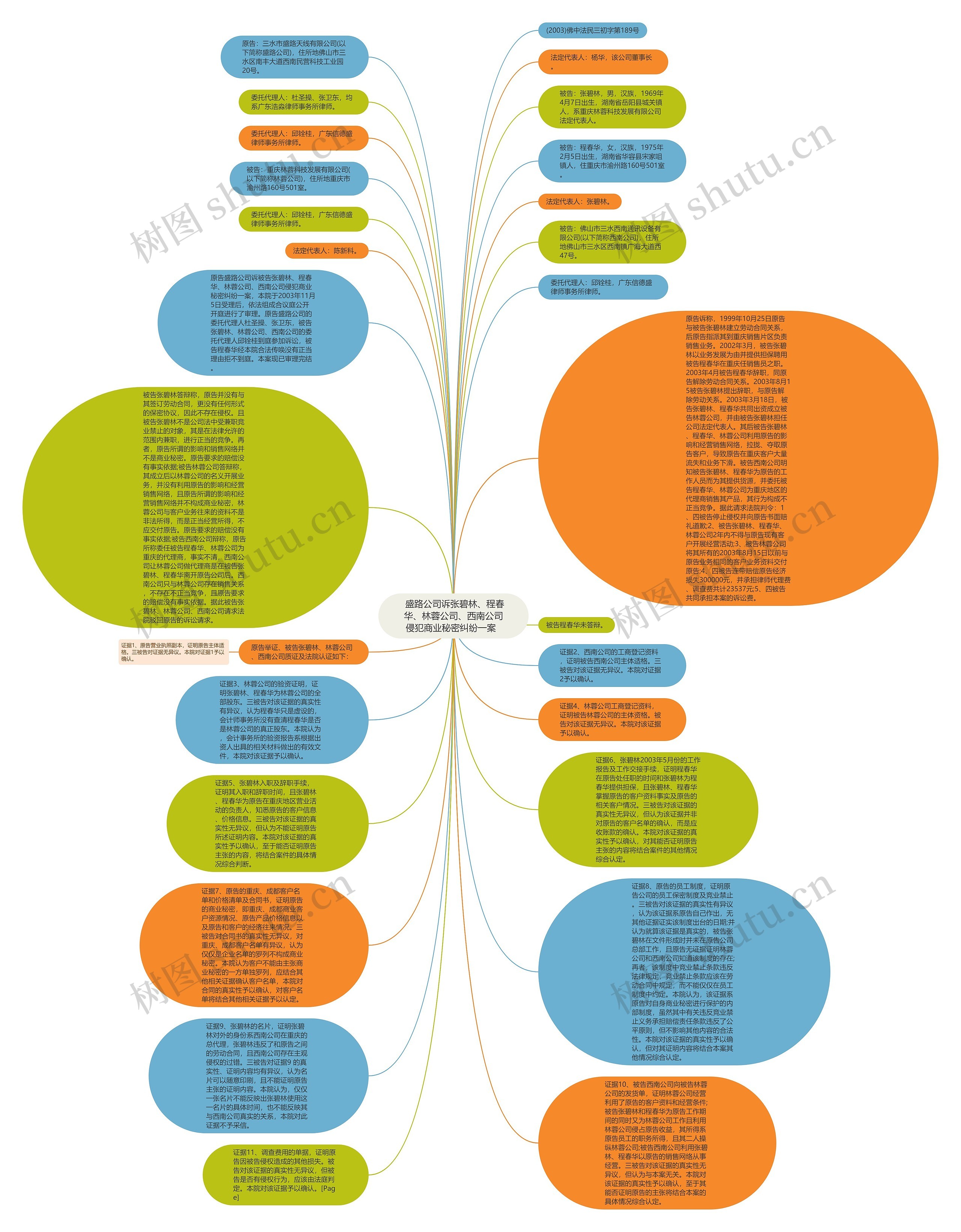  盛路公司诉张碧林、程春华、林蓉公司、西南公司侵犯商业秘密纠纷一案  思维导图