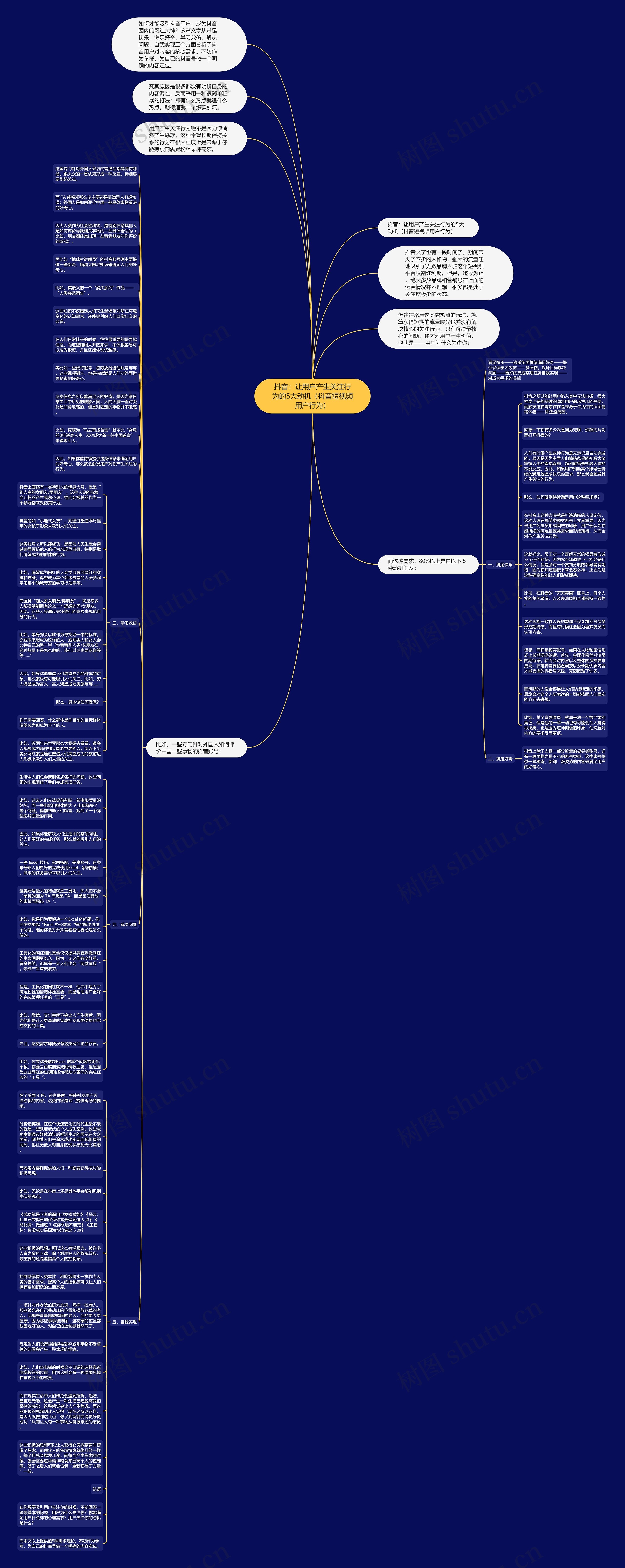 抖音：让用户产生关注行为的5大动机（抖音短视频用户行为）思维导图