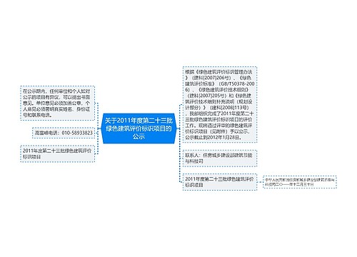 关于2011年度第二十三批绿色建筑评价标识项目的公示