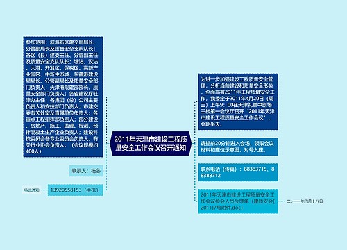 2011年天津市建设工程质量安全工作会议召开通知