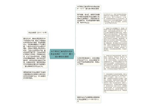 关于黑龙江省鸡西市鸡东县金地煤矿“1011”重大透水事故的通报