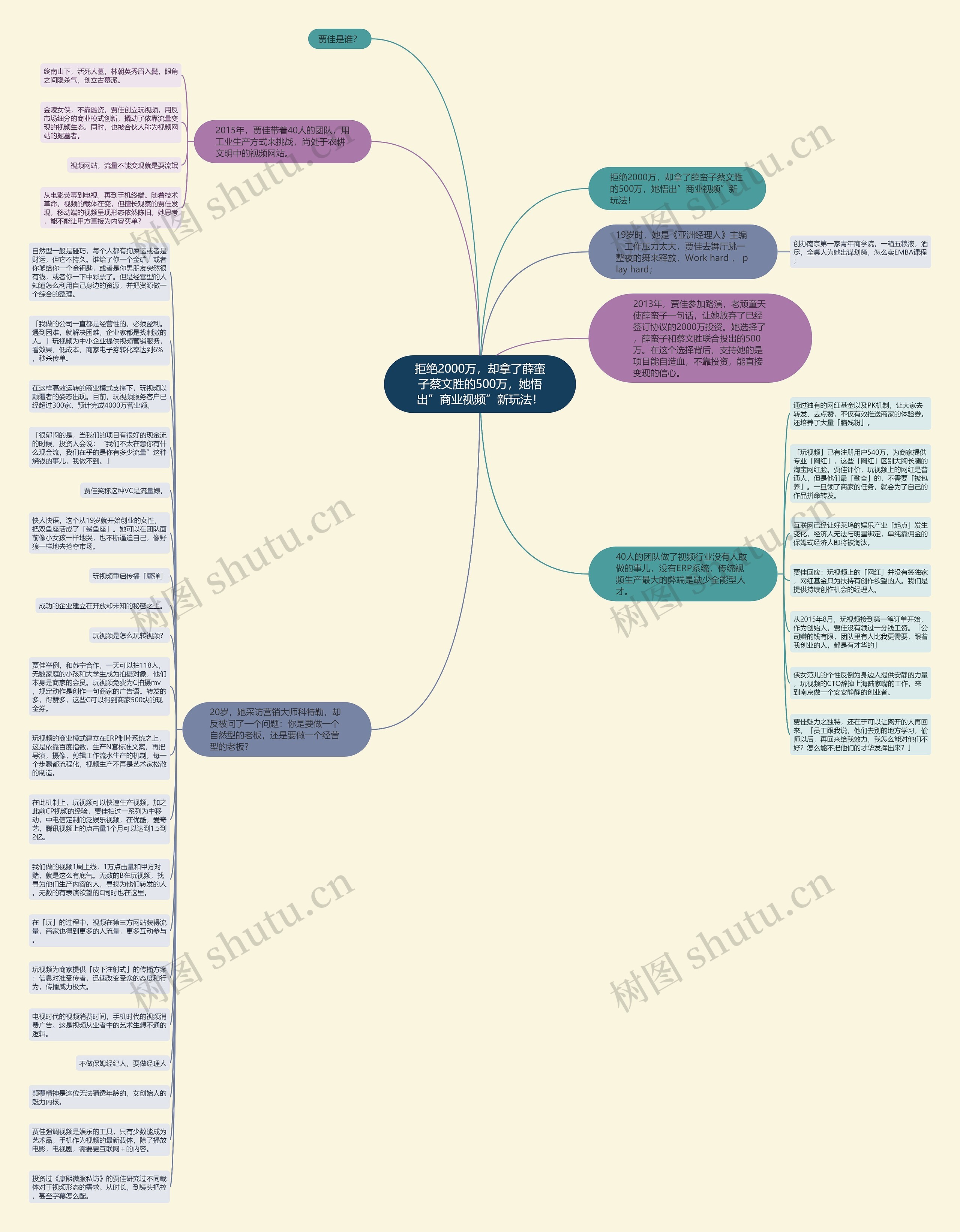 拒绝2000万，却拿了薛蛮子蔡文胜的500万，她悟出”商业视频”新玩法！思维导图