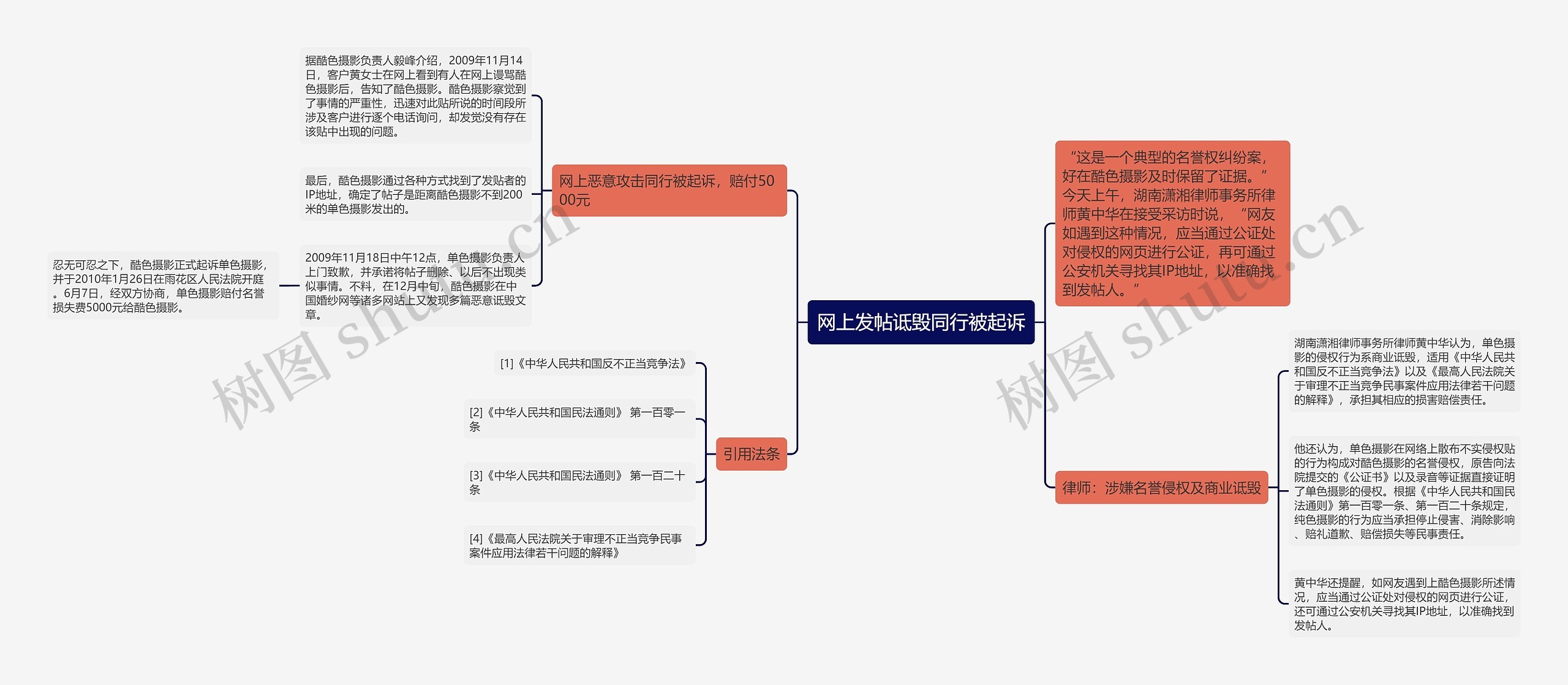 网上发帖诋毁同行被起诉思维导图