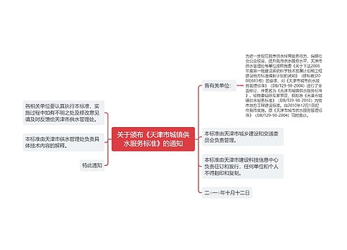 关于颁布《天津市城镇供水服务标准》的通知