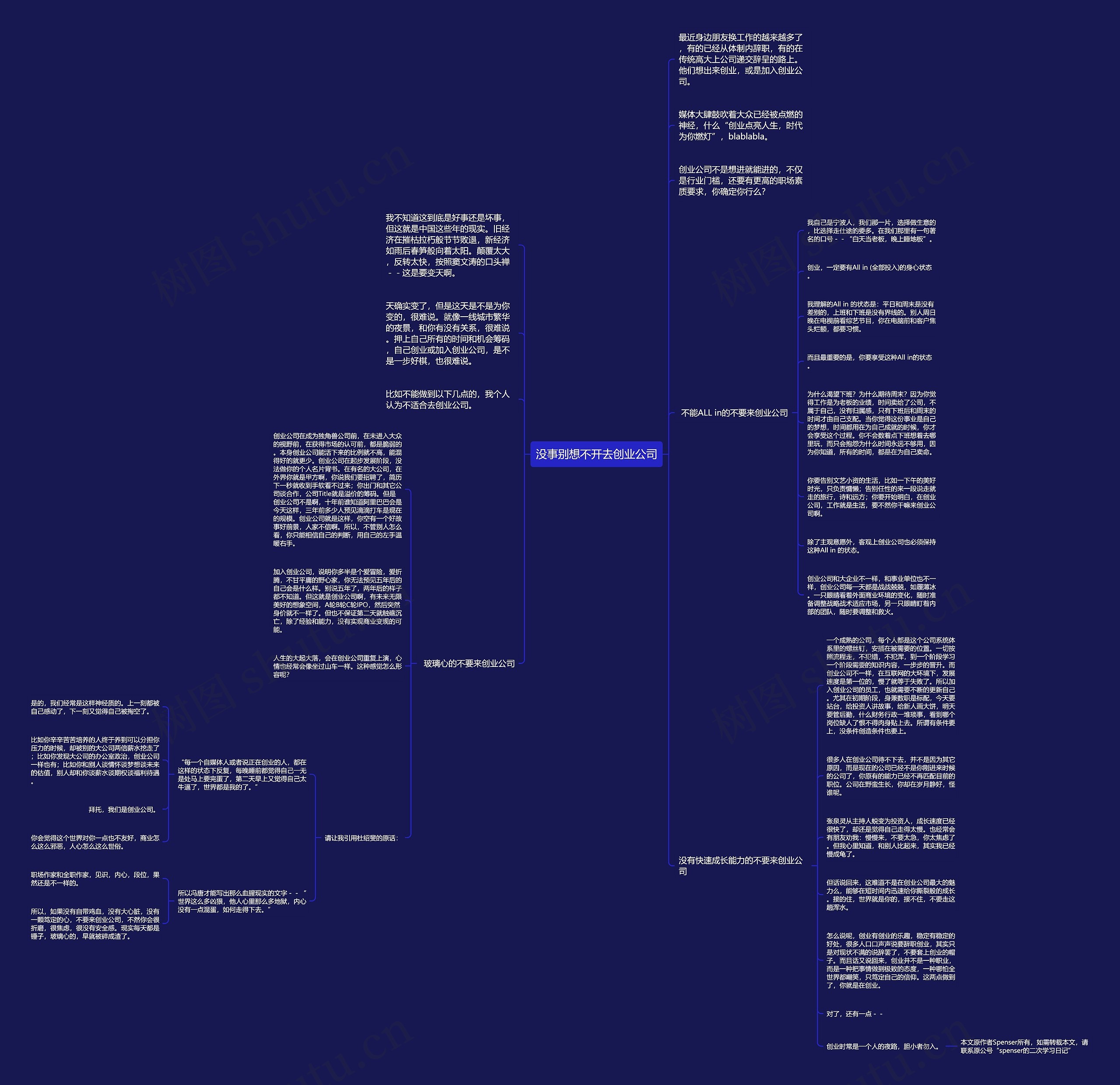 没事别想不开去创业公司思维导图