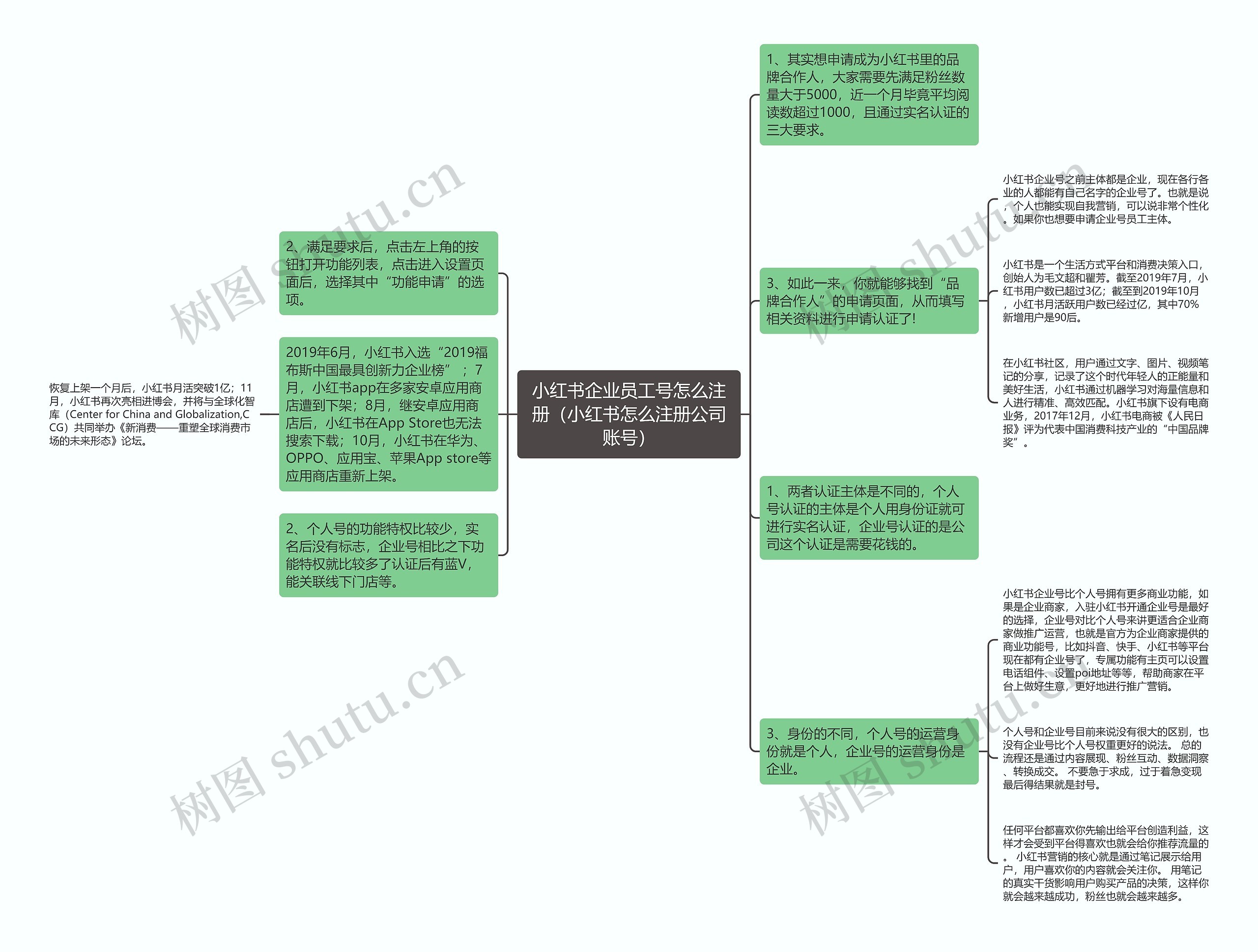 小红书企业员工号怎么注册（小红书怎么注册公司账号）思维导图