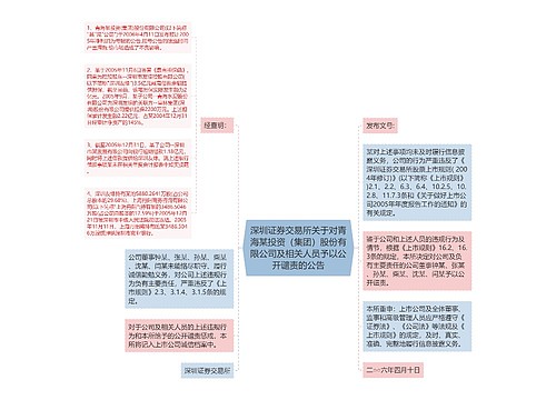 深圳证券交易所关于对青海某投资（集团）股份有限公司及相关人员予以公开谴责的公告