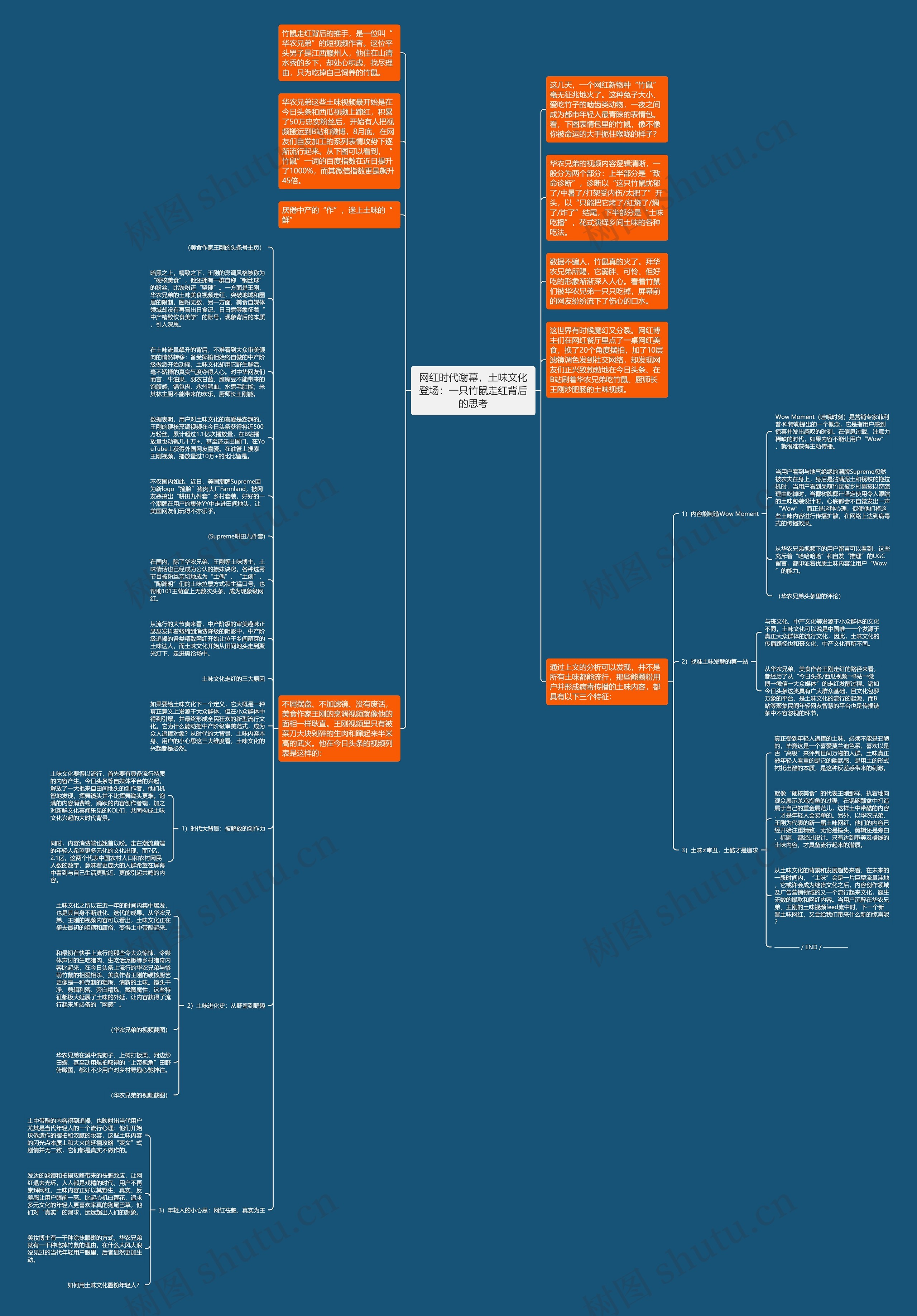 网红时代谢幕，土味文化登场：一只竹鼠走红背后的思考思维导图