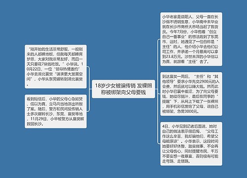 18岁少女被骗传销 发裸照称被绑架向父母要钱