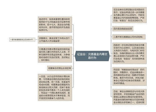 证监会：完善基金内幕交易行为