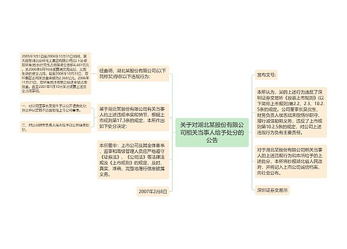 关于对湖北某股份有限公司相关当事人给予处分的公告