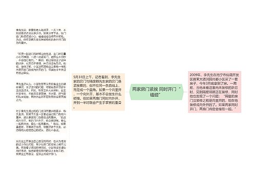两家房门紧挨 同时开门“磕碰”