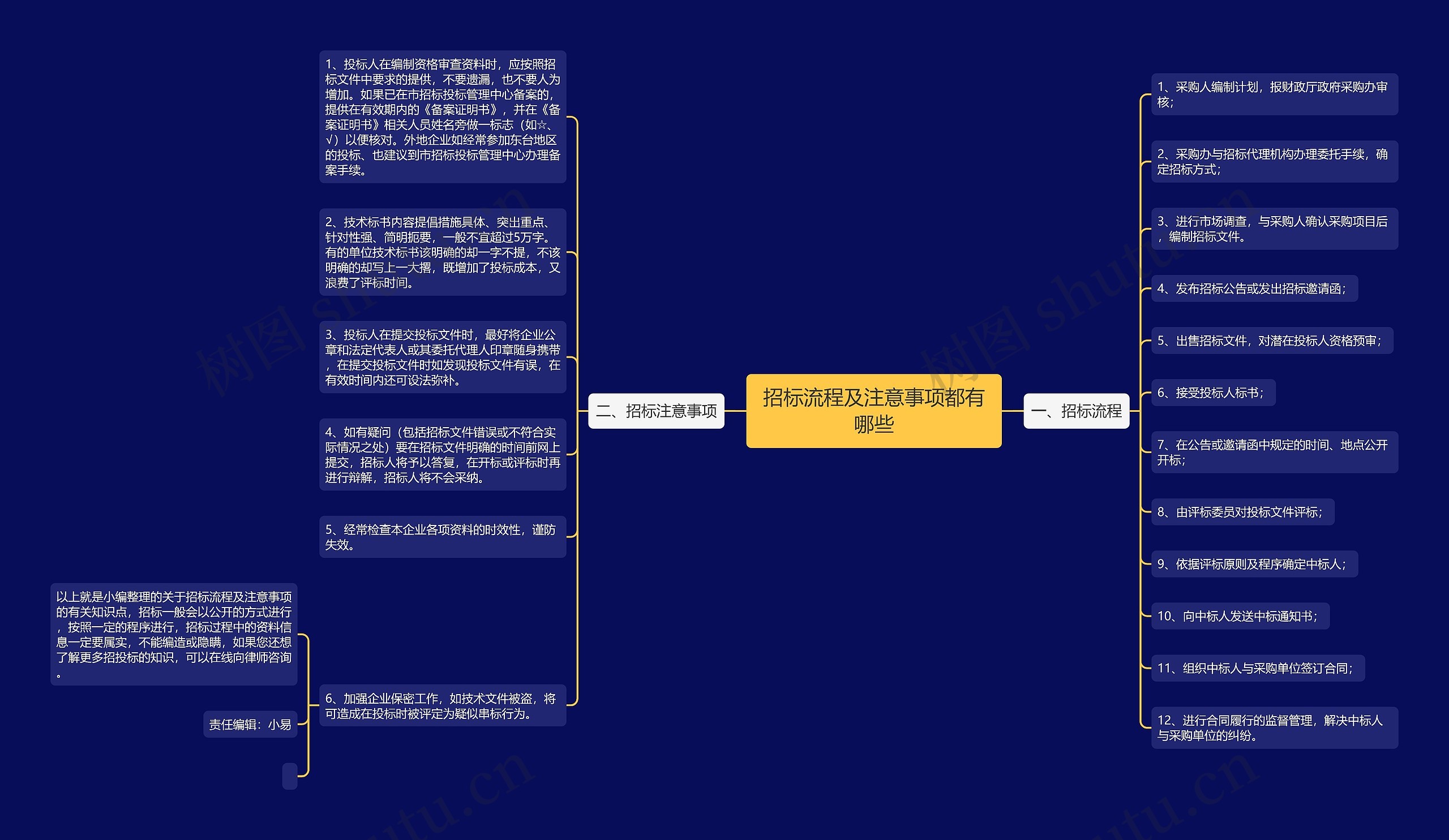 招标流程及注意事项都有哪些思维导图