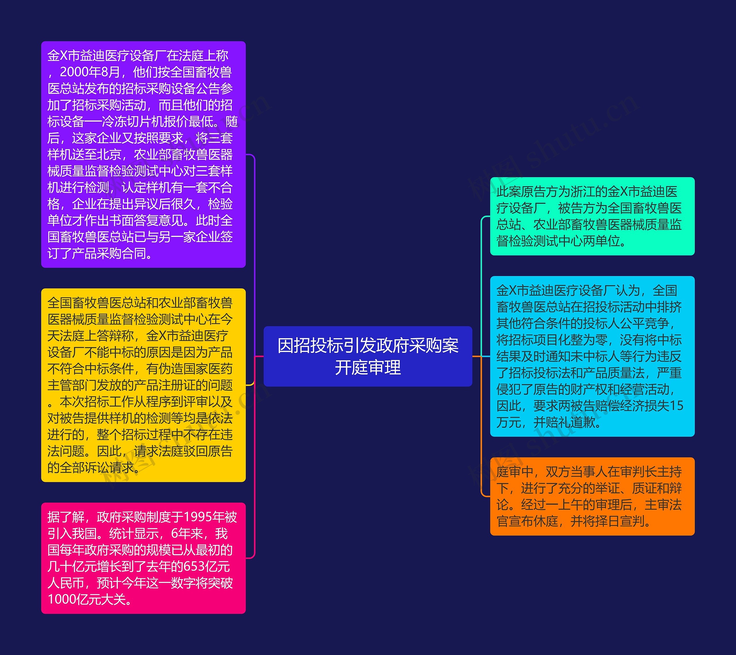 因招投标引发政府采购案开庭审理思维导图