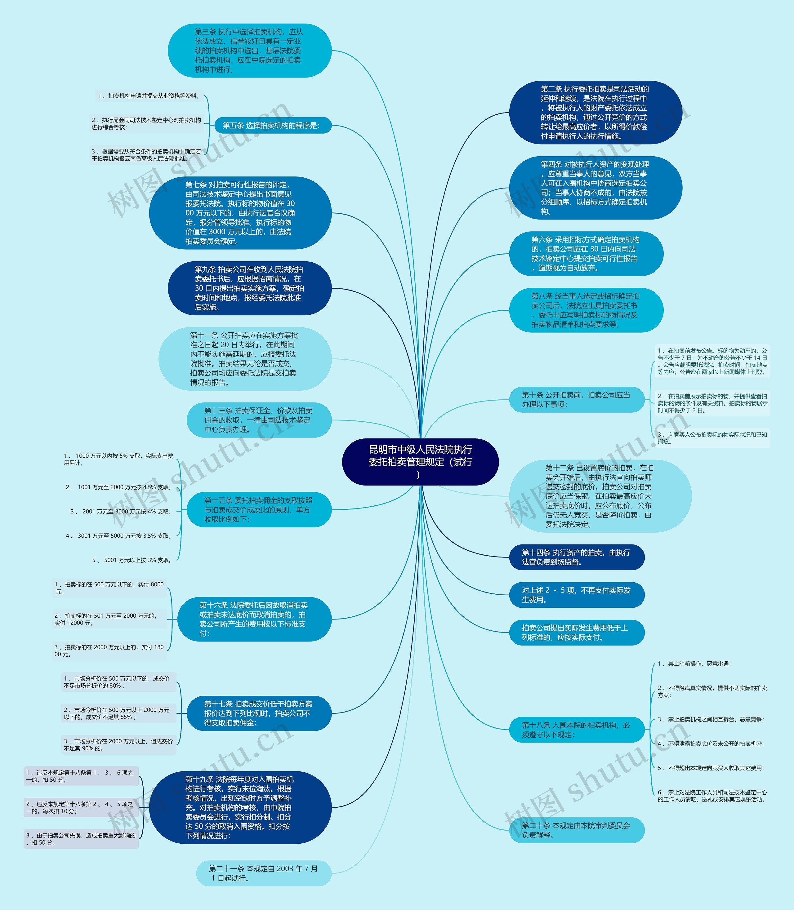 昆明市中级人民法院执行委托拍卖管理规定（试行）思维导图